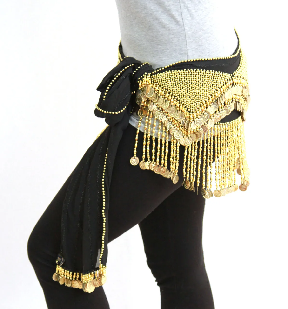 2-Row Triangle Hip Sash with Beaded Fringe (multiple colors available)