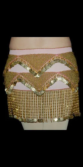 2-Row Triangle Hip Sash with Beaded Fringe (multiple colors available)