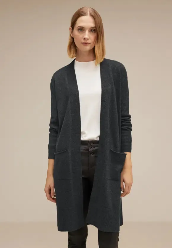 253647- Long Charcoal Grey Cardigan - Street One