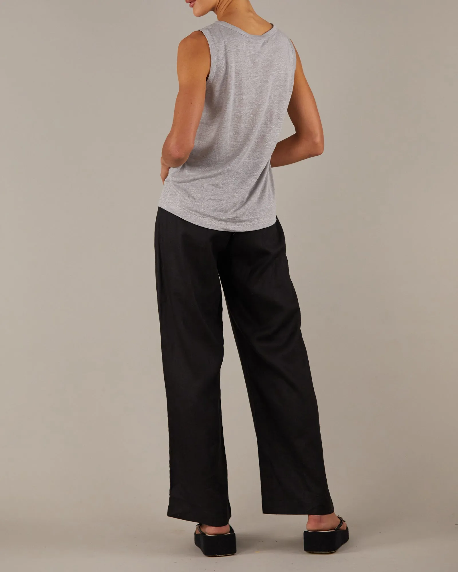 Aceline Linen Jersey Tank - Grey