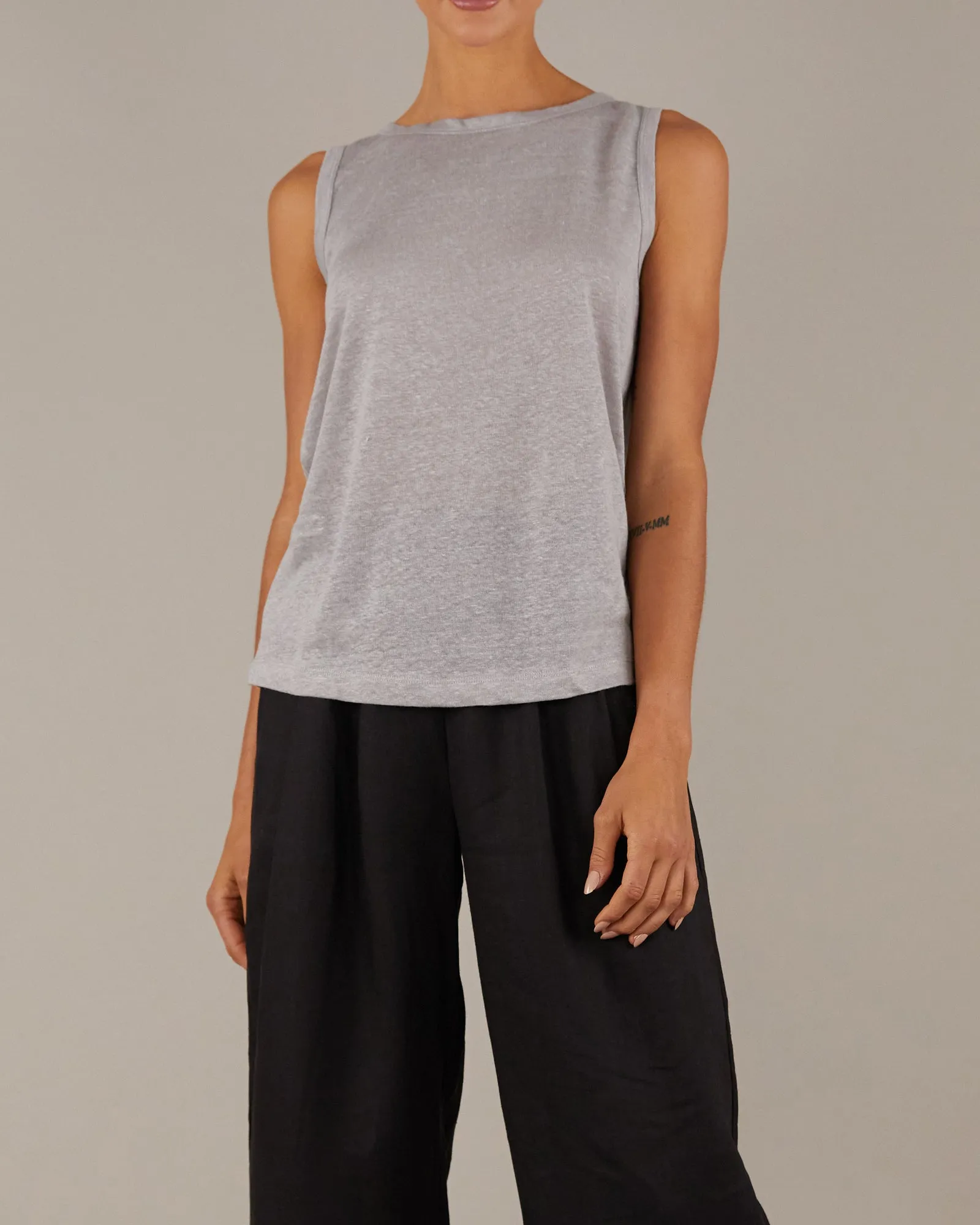 Aceline Linen Jersey Tank - Grey