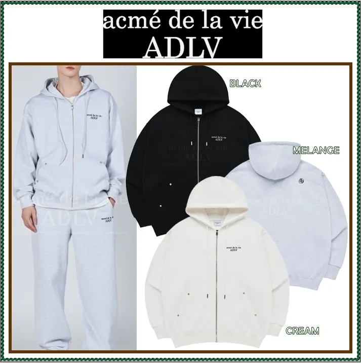 acme de la vie  |Unisex Street Style Long Sleeves Plain Logo Hoodies