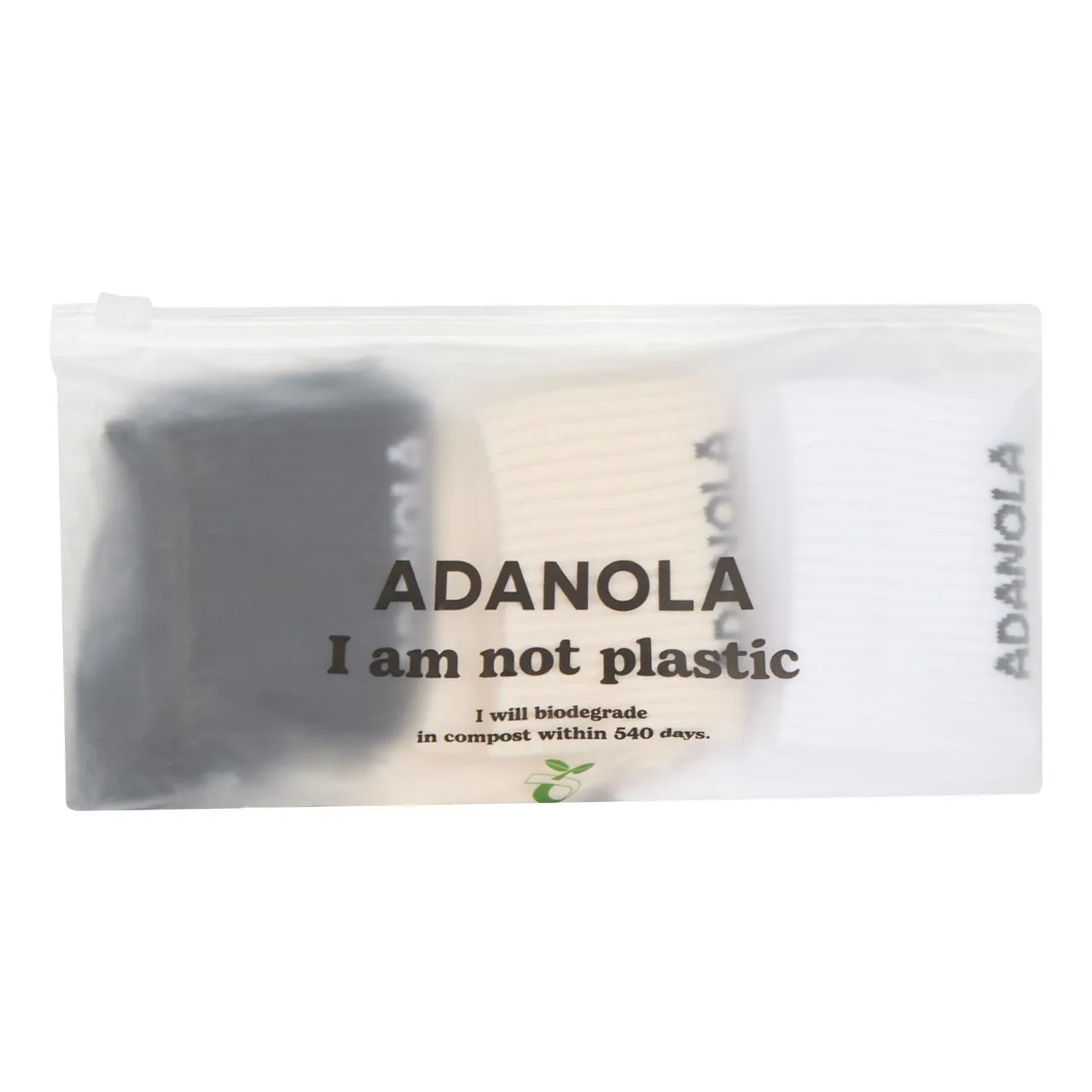 ADANOLA The Sustainable Edit Three-Pack Logo Socks - WhiteCreamBlack