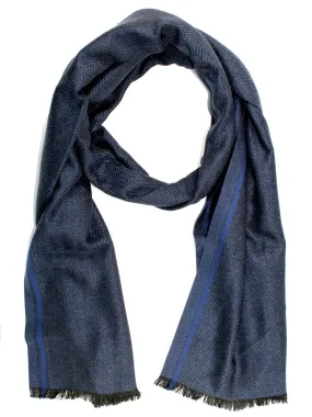 Agnona Scarf Dark Blue Herringbone - Silk Shawl FINAL SALE