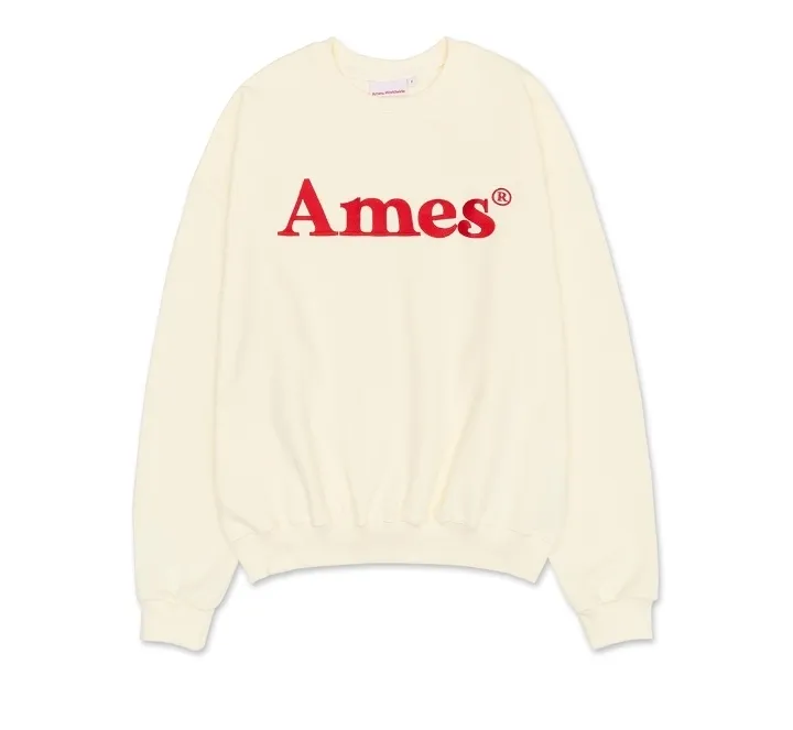 AMES-WORLDWIDE  |Unisex Street Style Plain Oversized Long Sleeve T-shirt Logo