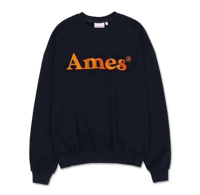 AMES-WORLDWIDE  |Unisex Street Style Plain Oversized Long Sleeve T-shirt Logo