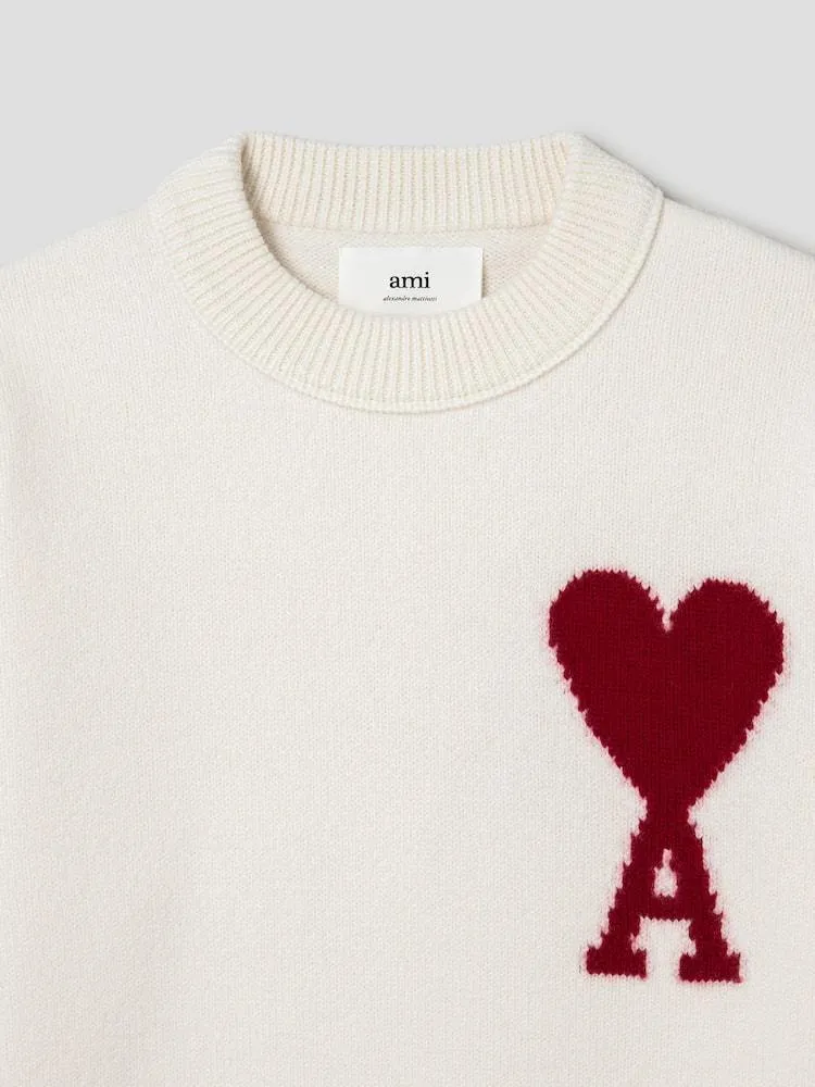 AMI PARIS  |Unisex Street Style U-Neck Long Sleeves Plain Cotton Logo