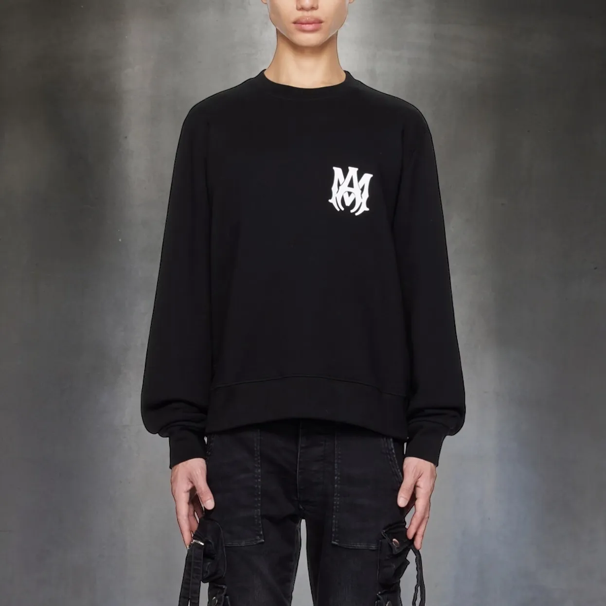 AMIRI  |Crew Neck Unisex Street Style Long Sleeves Plain Cotton