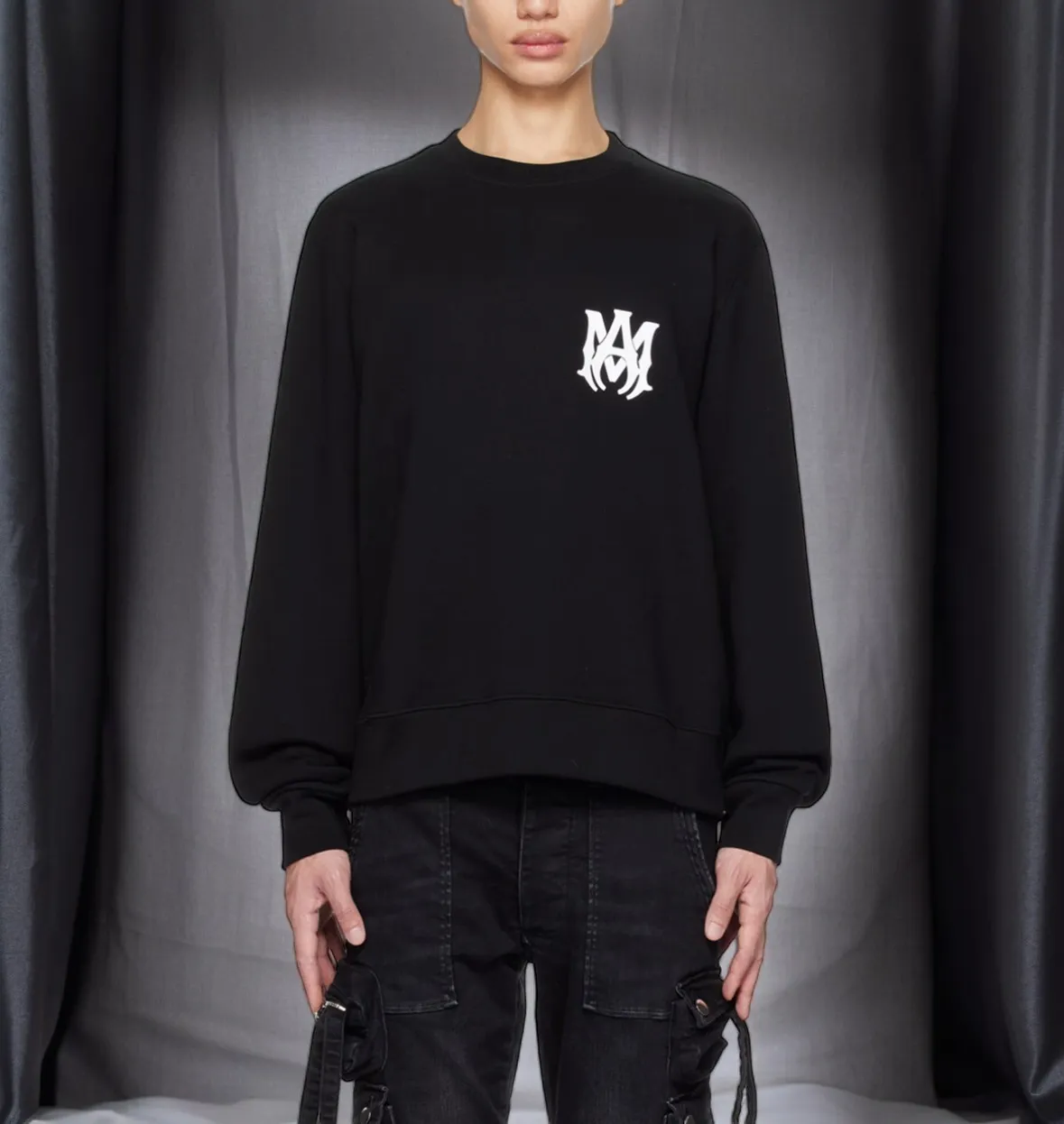 AMIRI  |Crew Neck Unisex Street Style Long Sleeves Plain Cotton