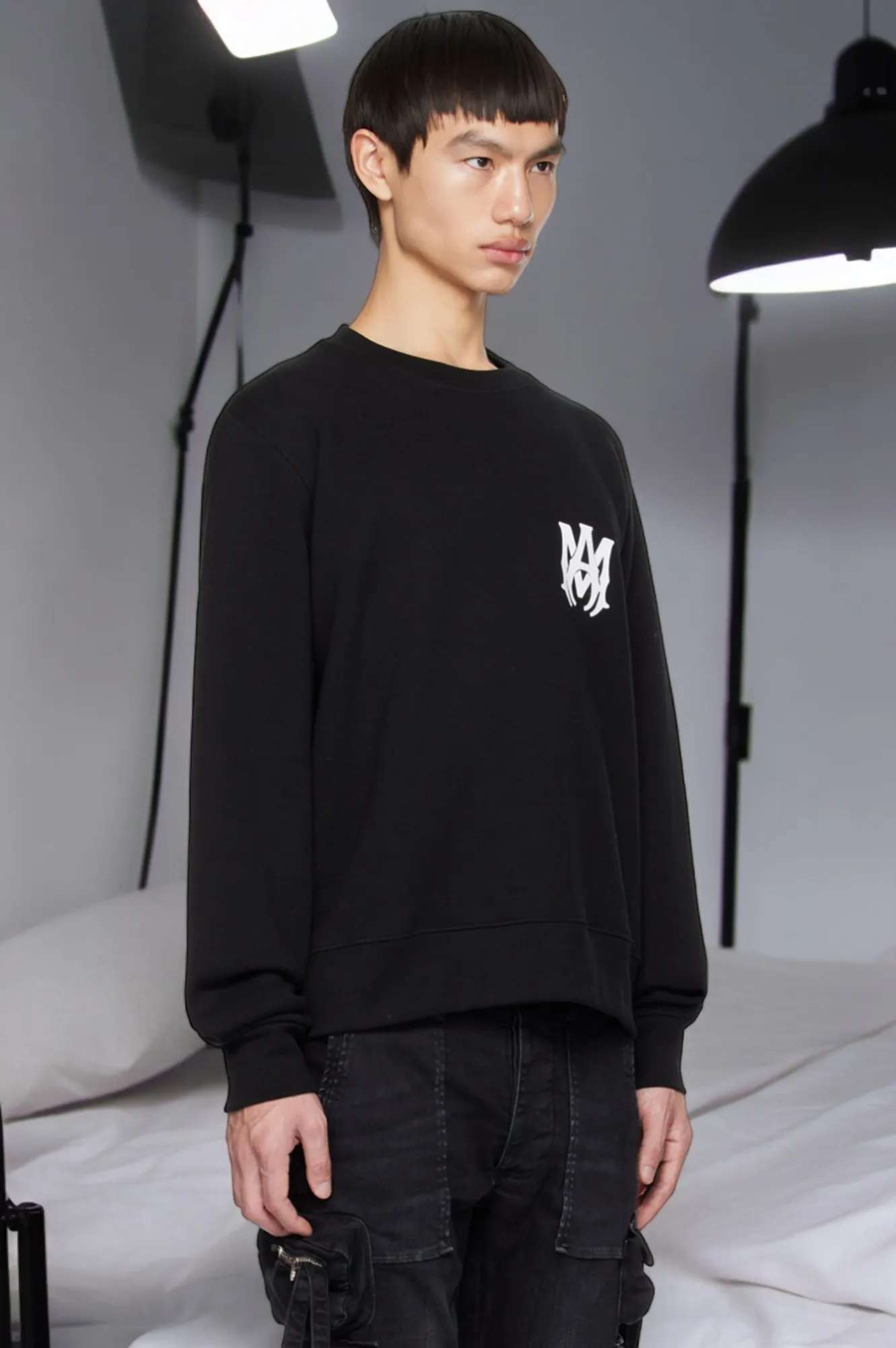 AMIRI  |Crew Neck Unisex Street Style Long Sleeves Plain Cotton