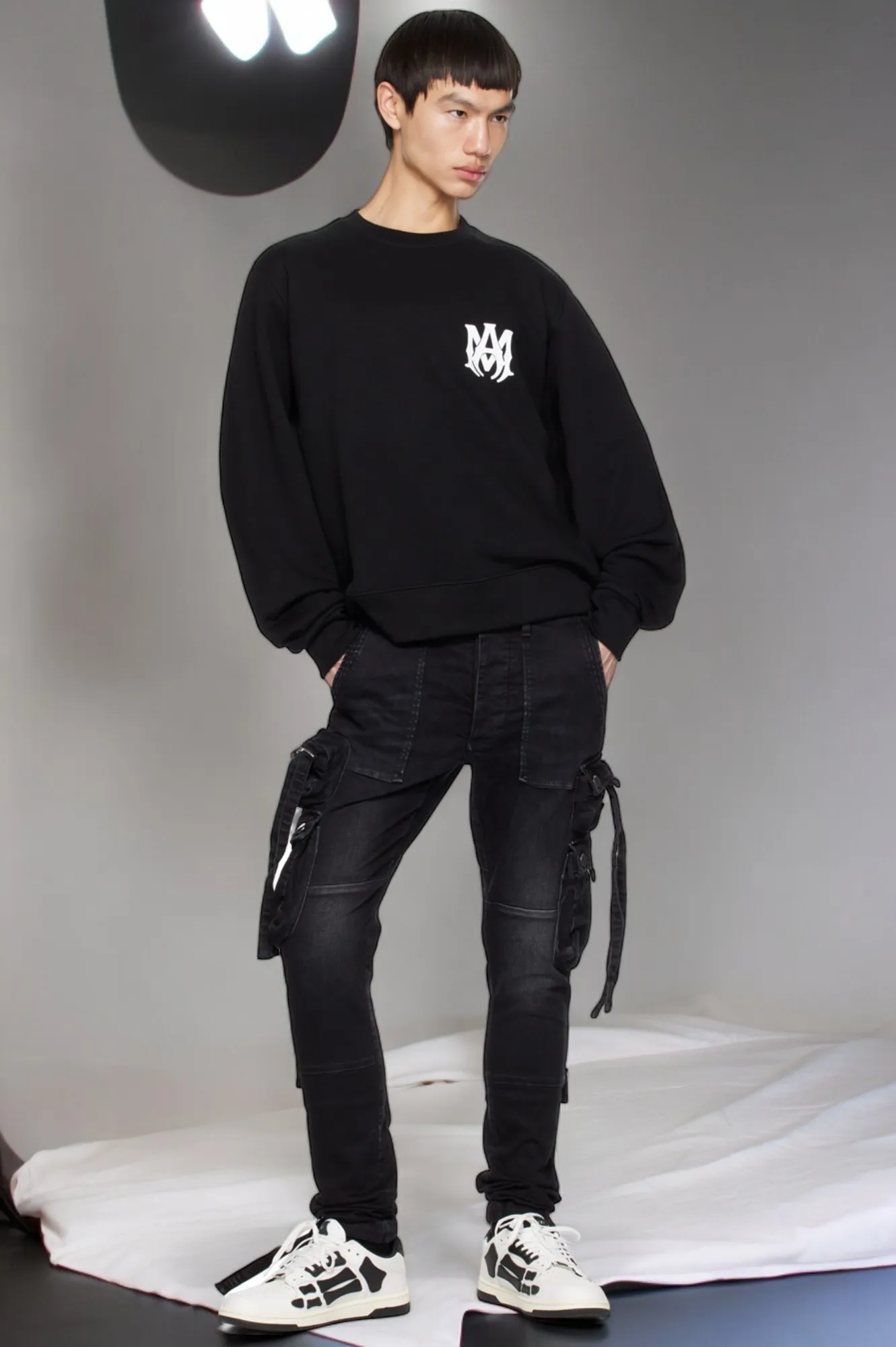 AMIRI  |Crew Neck Unisex Street Style Long Sleeves Plain Cotton