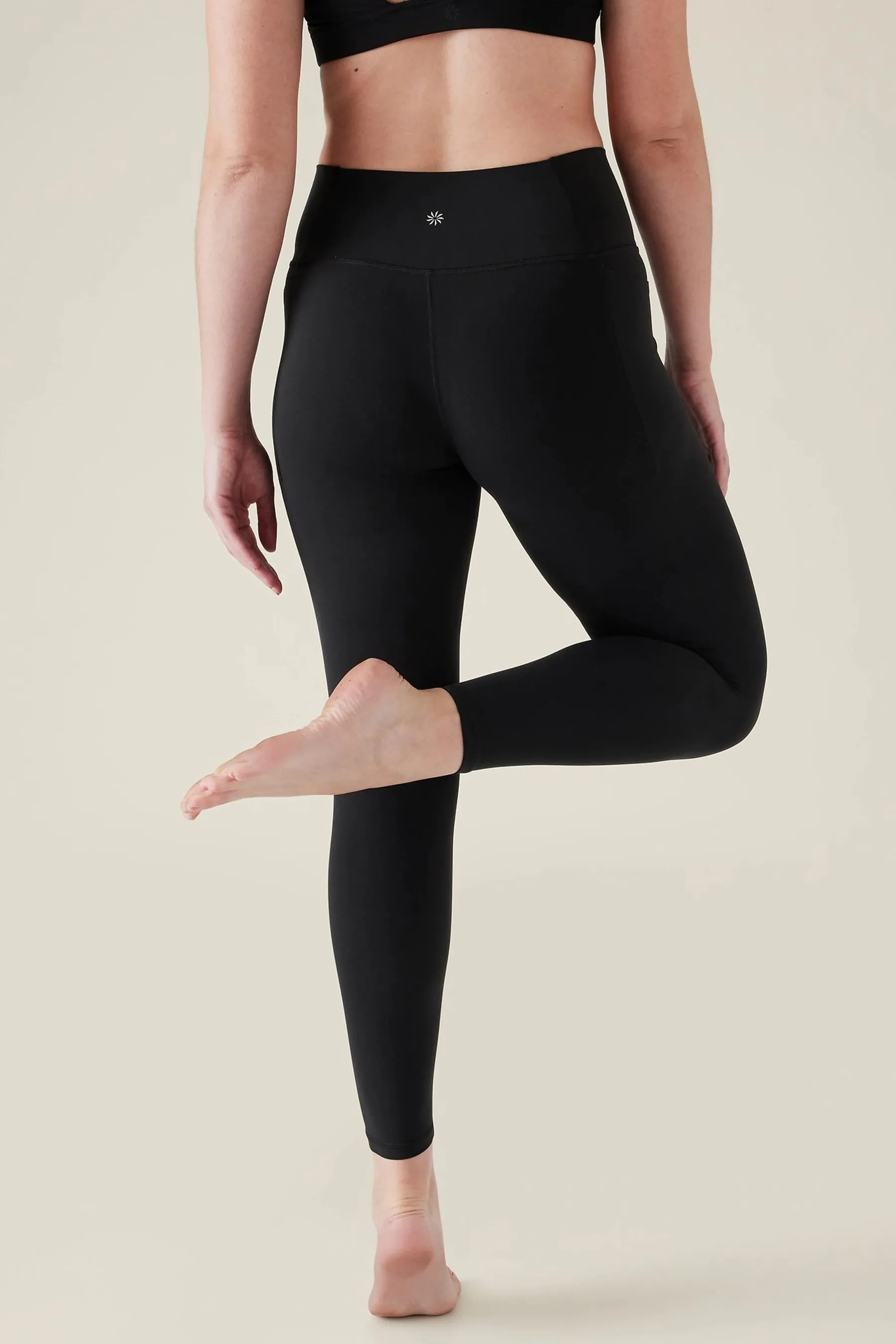 Athleta Black Transcend Mid Rise Leggings