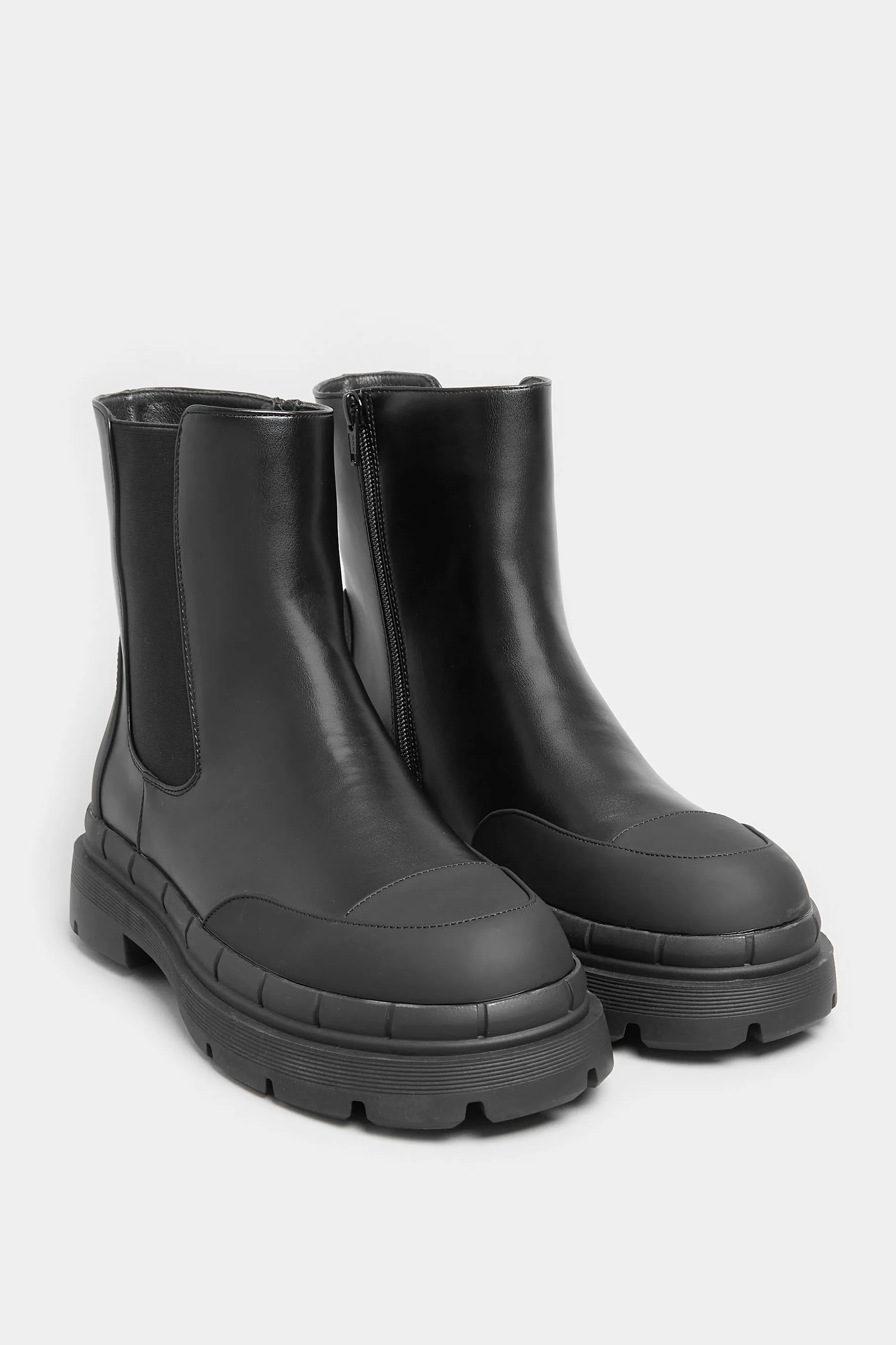 Black Chunky High Chelsea Boots In Extra Wide EEE Fit