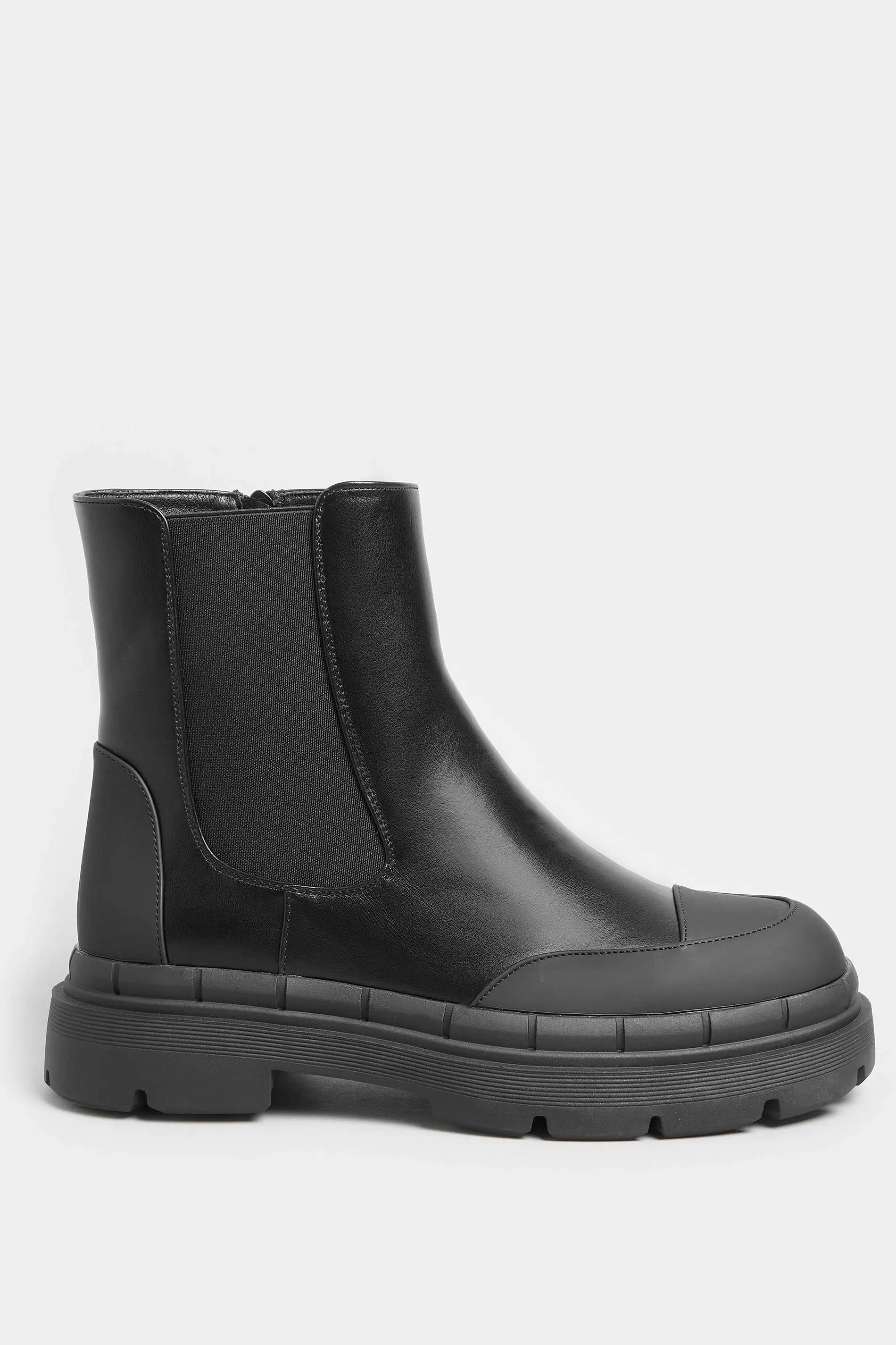 Black Chunky High Chelsea Boots In Extra Wide EEE Fit