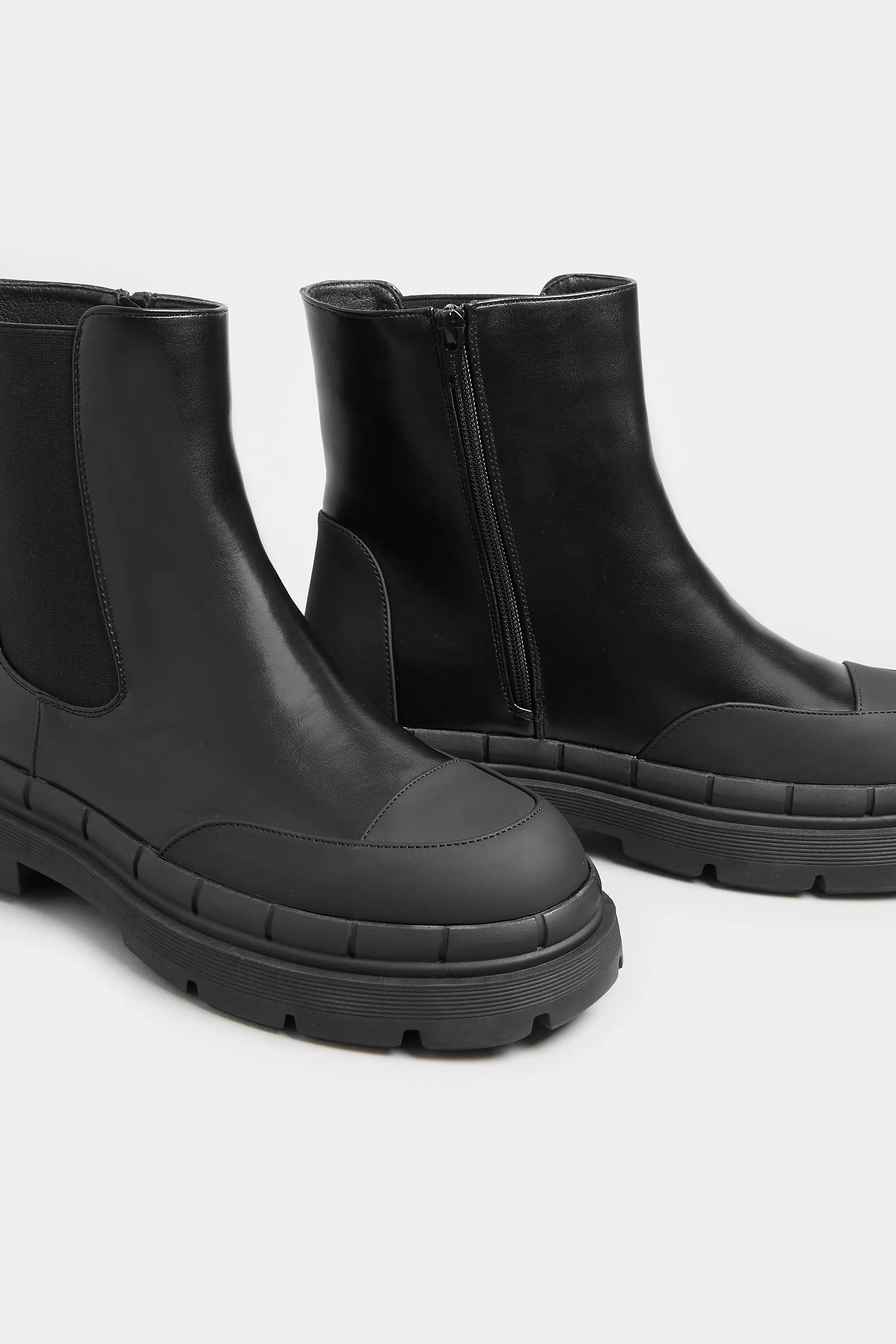 Black Chunky High Chelsea Boots In Extra Wide EEE Fit