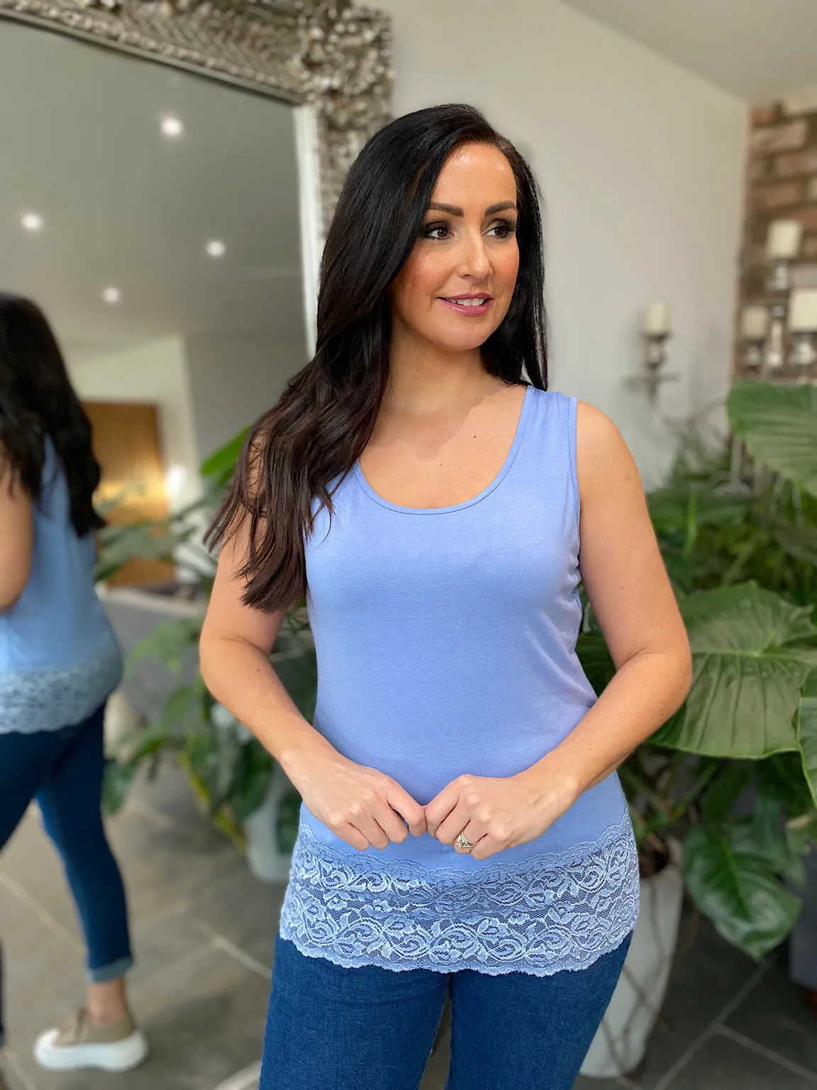 Blue Lace Bottom Vest Vivian