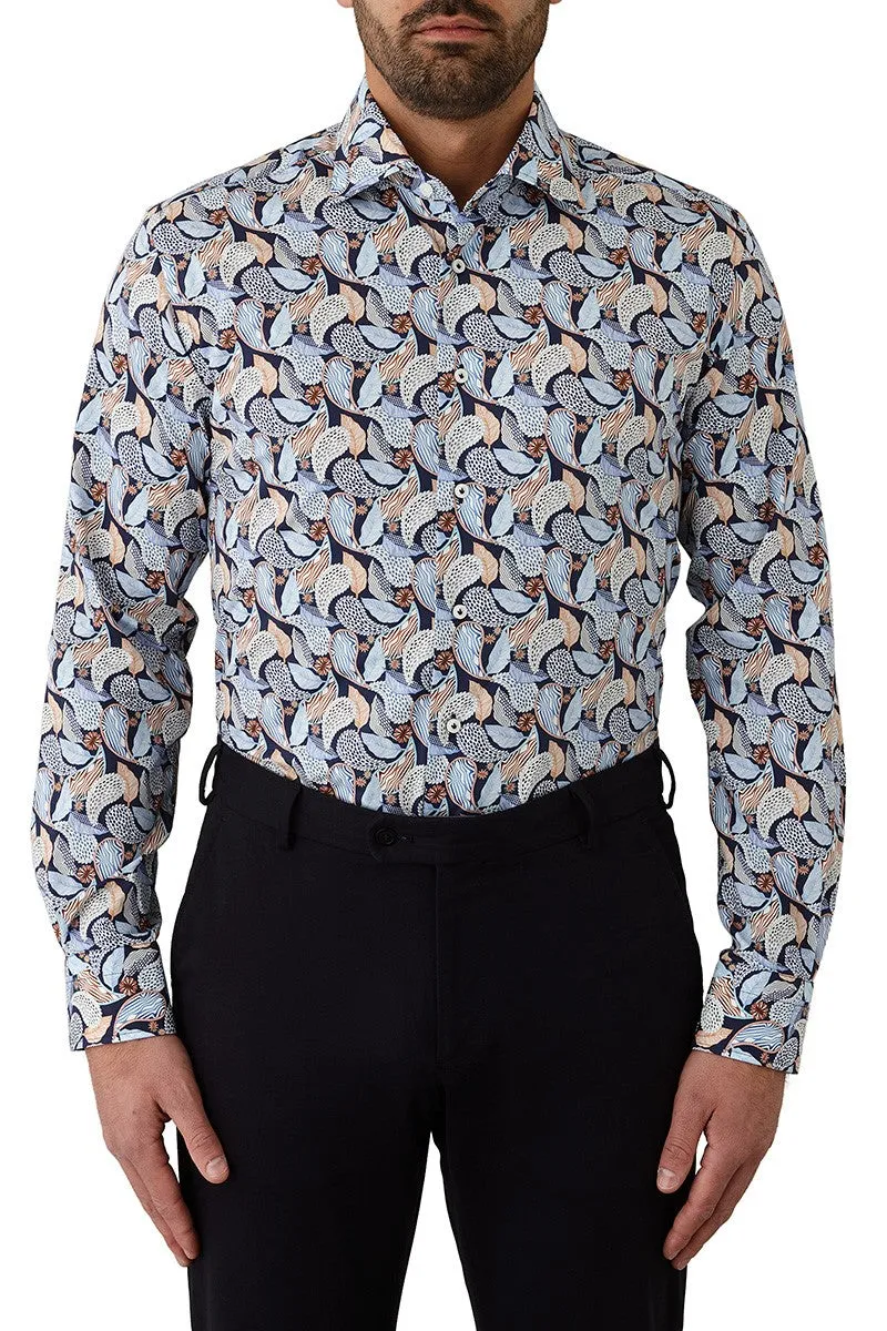 Cambridge Chelsea Shirt- Navy/Tan/Blue Paisley