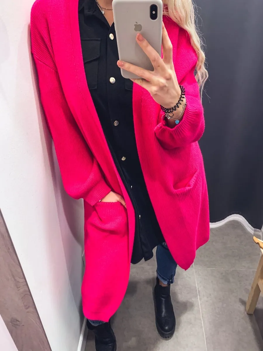 Cardigan lungo fucsia