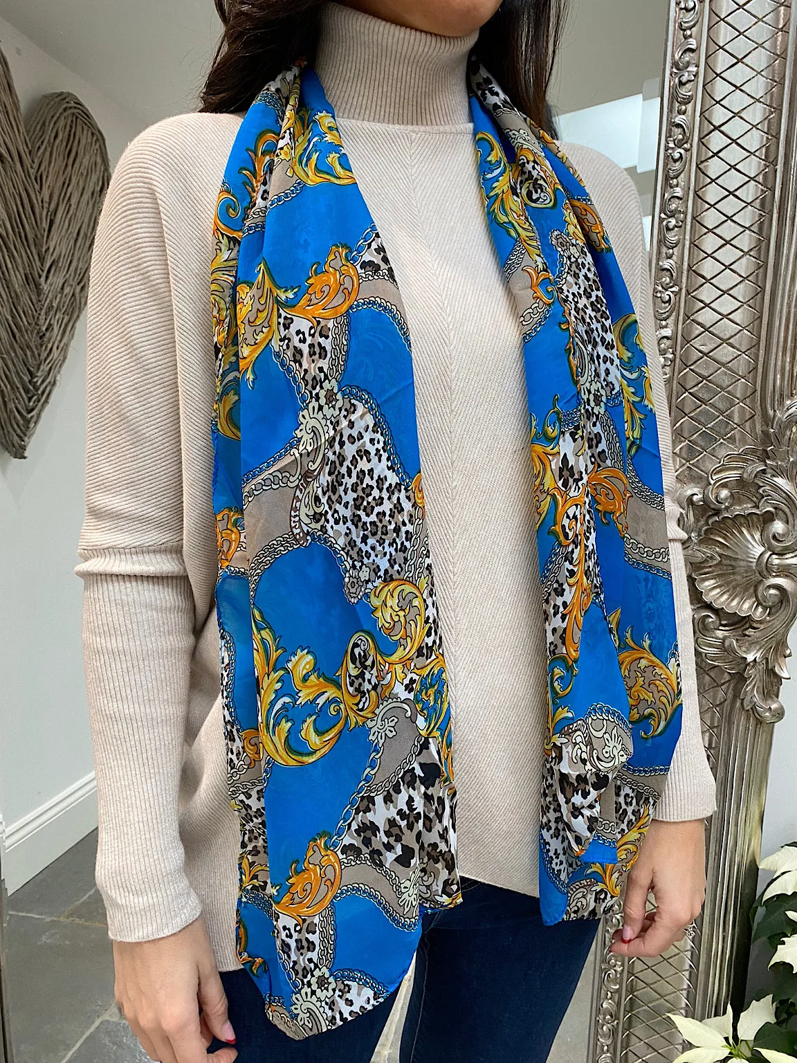 Chain Animal Print Scarf