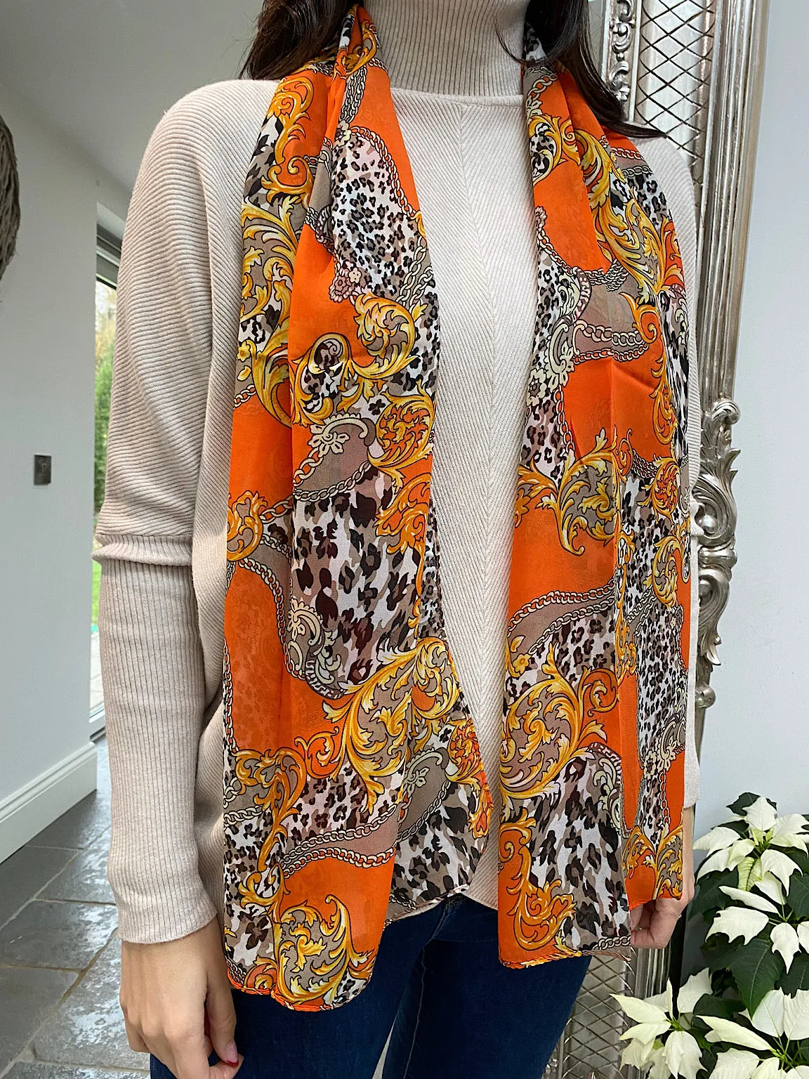 Chain Animal Print Scarf