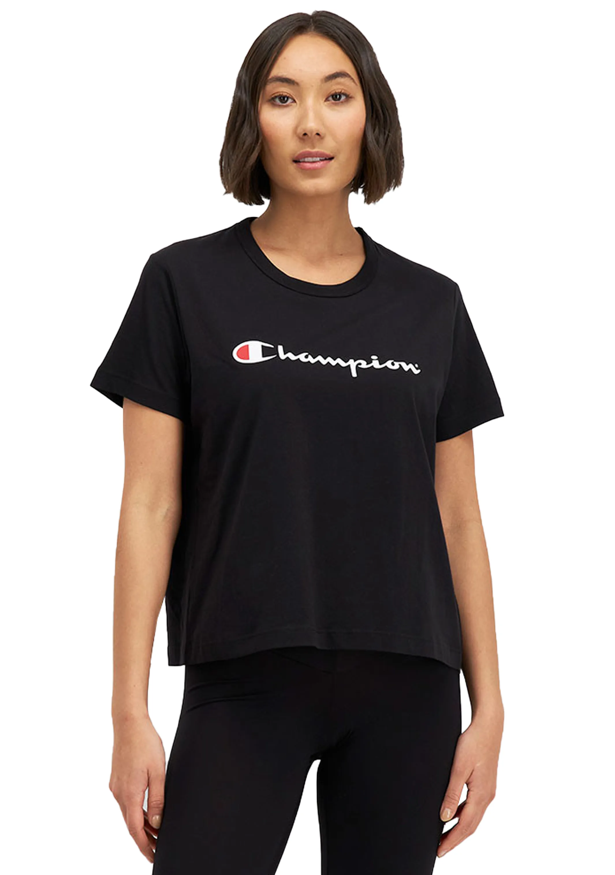 Champion Womens Script Crop Boxy Tee Black  CUWGN BLK