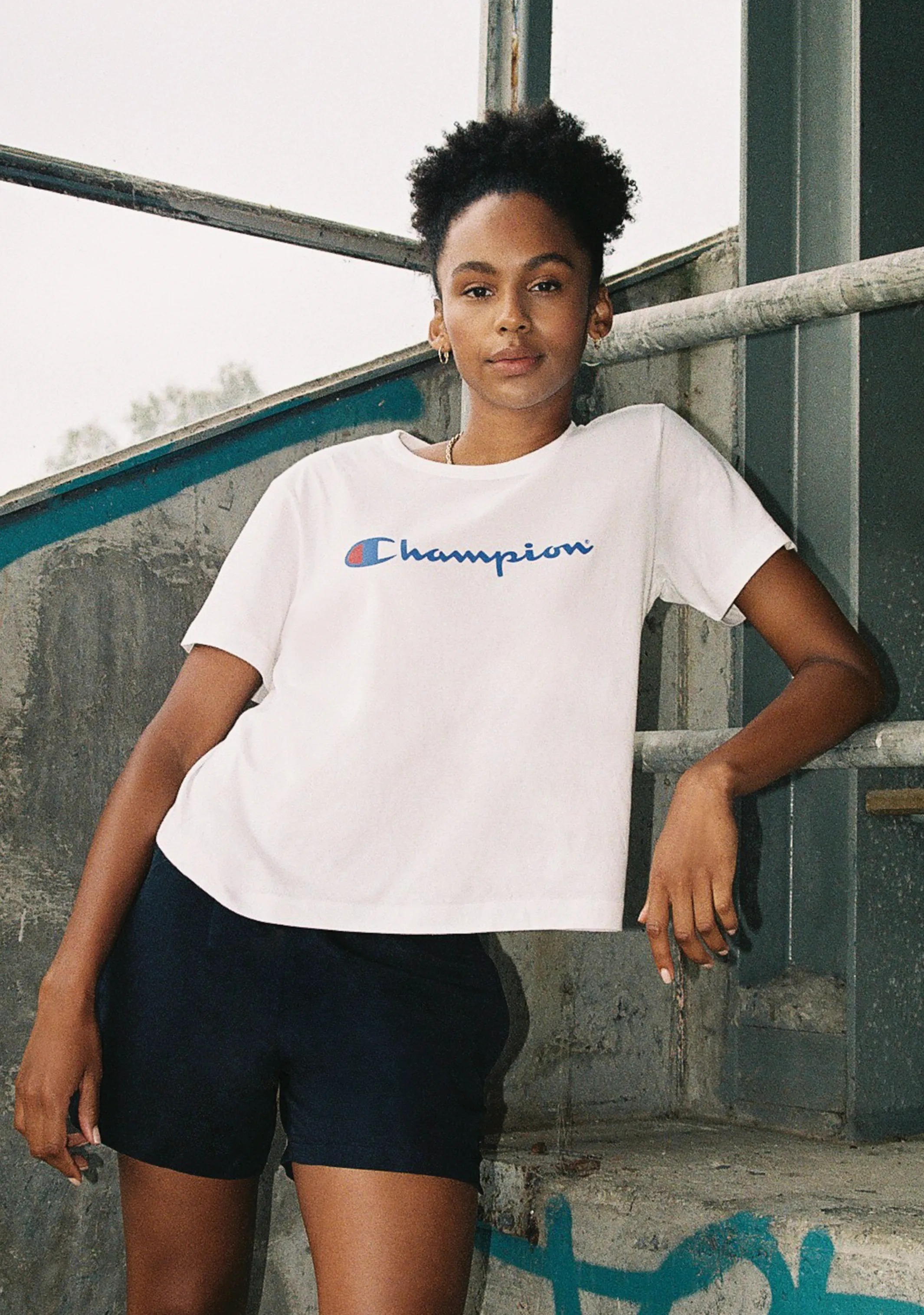 Champion Womens Script Crop Boxy Tee White  CUWGN WIT