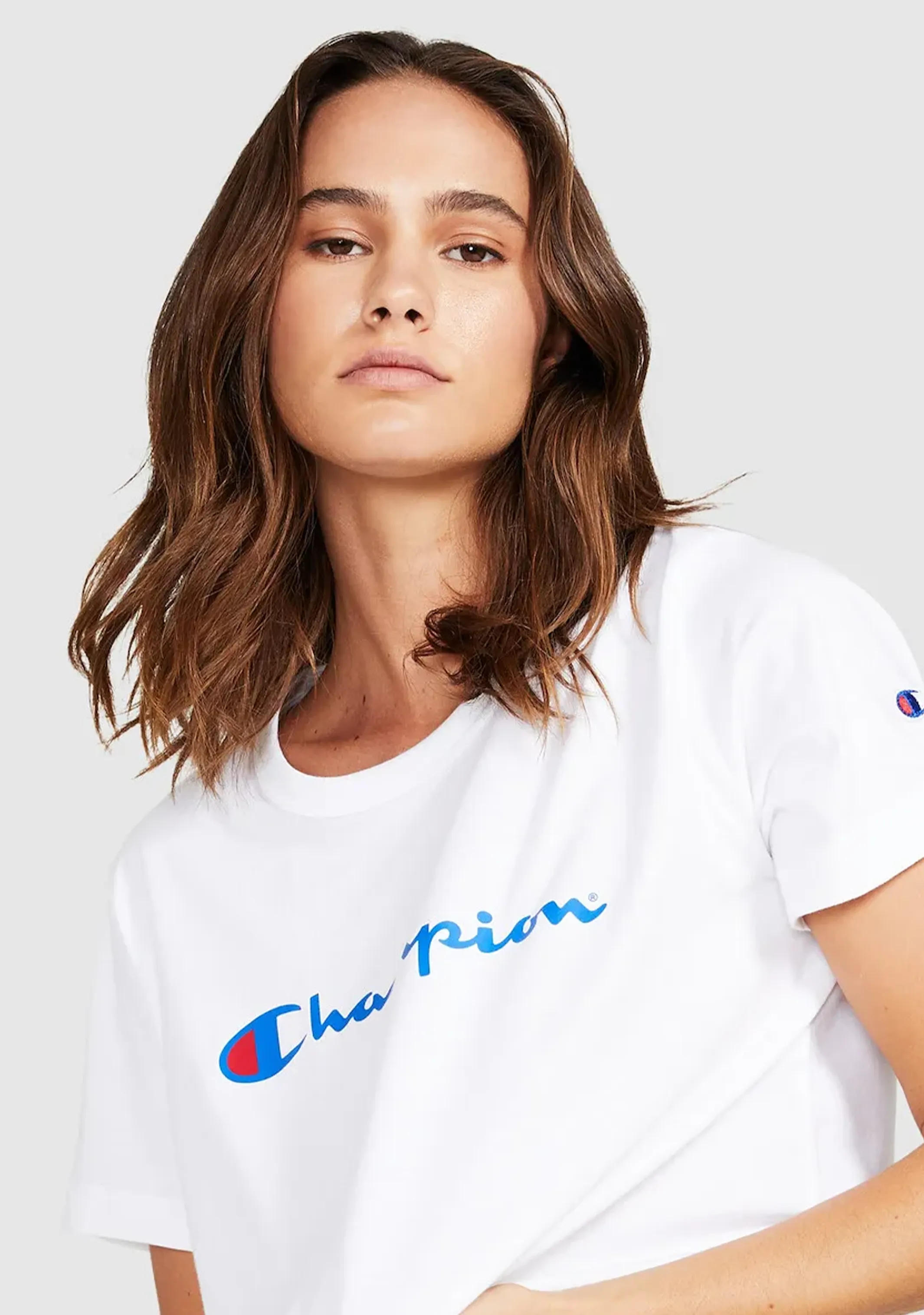 Champion Womens Script Crop Boxy Tee White  CUWGN WIT