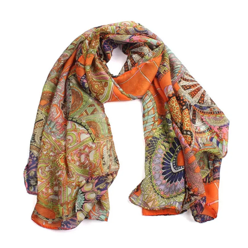 Chiffon Scarf From india Beach Scarves Sexy Shawls poncho Women Girl Printed Silk Long Soft Scarfs Wrap