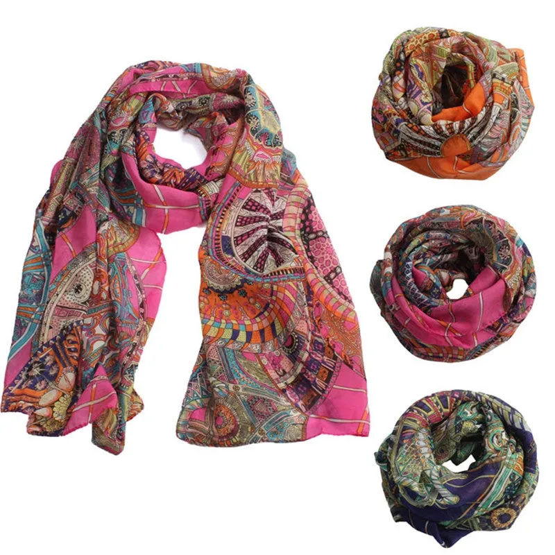 Chiffon Scarf From india Beach Scarves Sexy Shawls poncho Women Girl Printed Silk Long Soft Scarfs Wrap