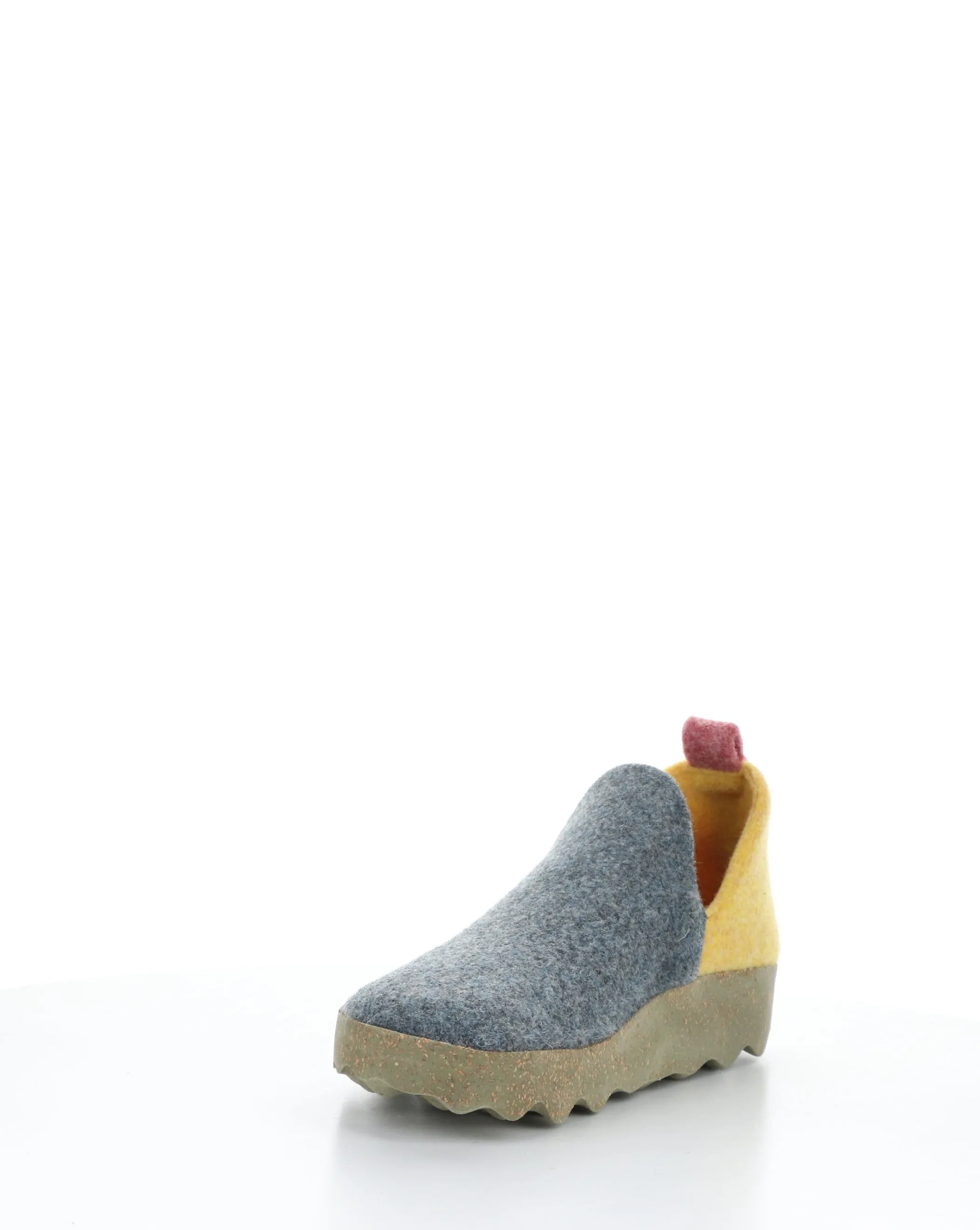 CITY086ASP 019 GREY BLUE/YELLOW Round Toe Shoes