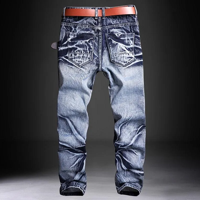 Classic Denim Biker Jeans with Slim Fit Pant Style