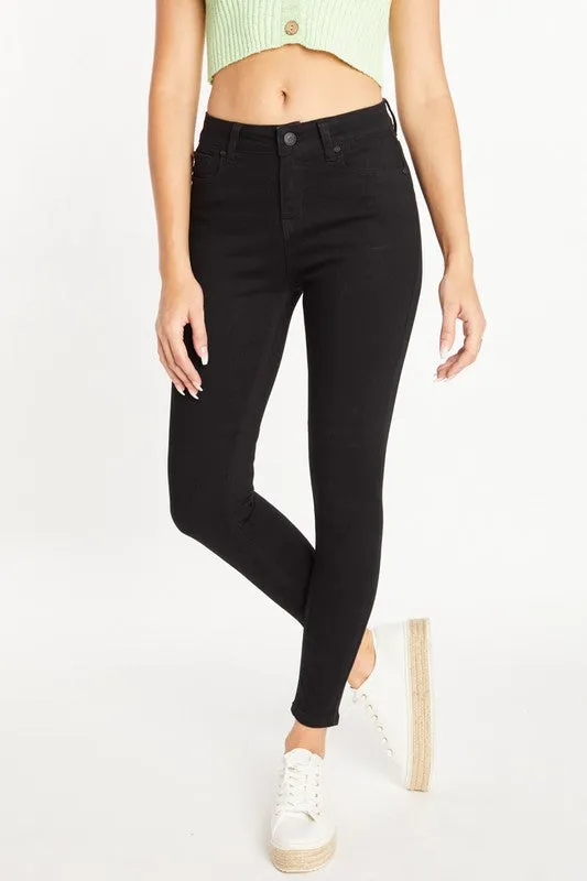 Classic High Rise Denim Skinny Jeans - Black