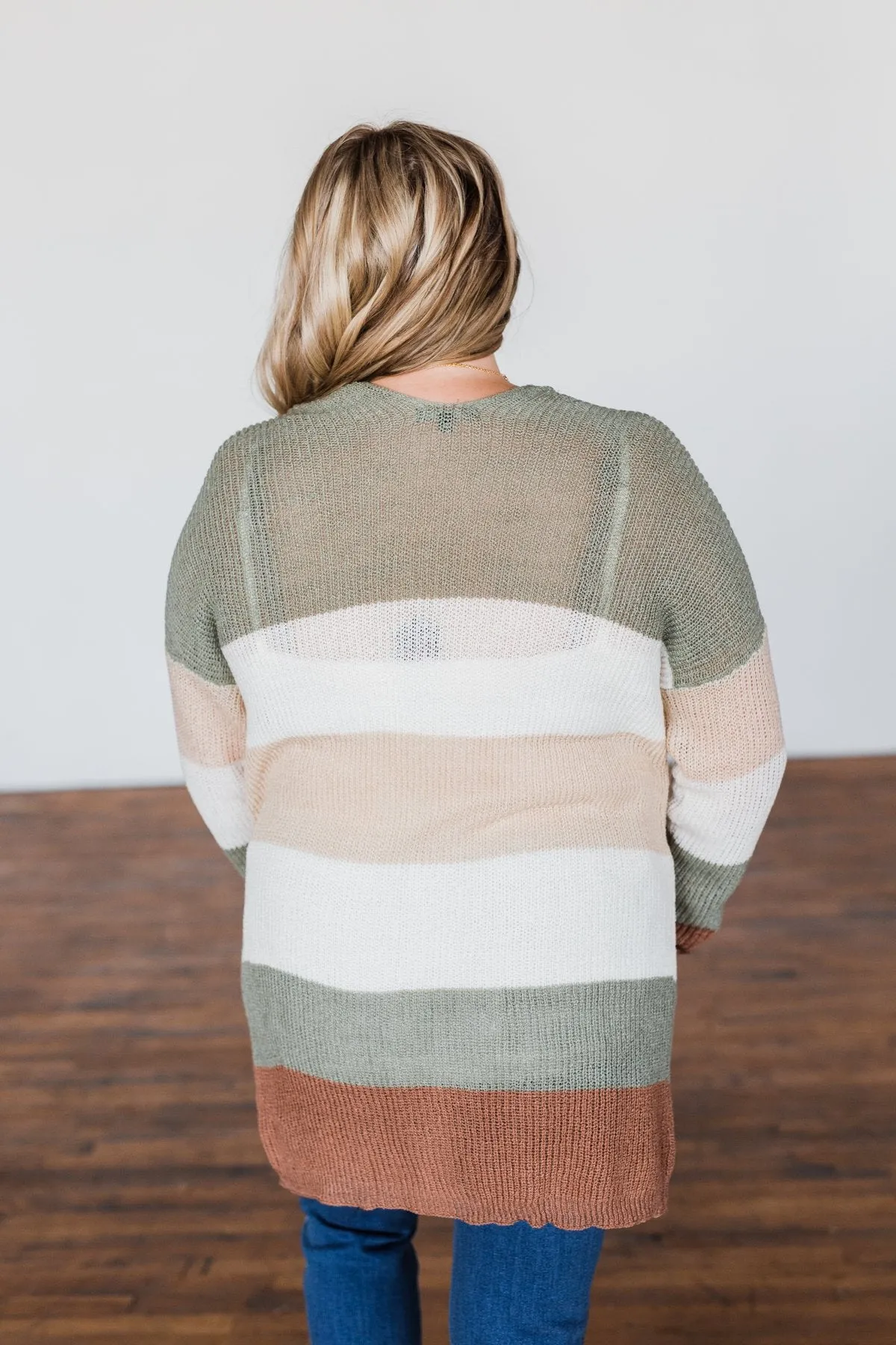 Conquer The World Color Block Cardigan- Olive, Oatmeal, Rust