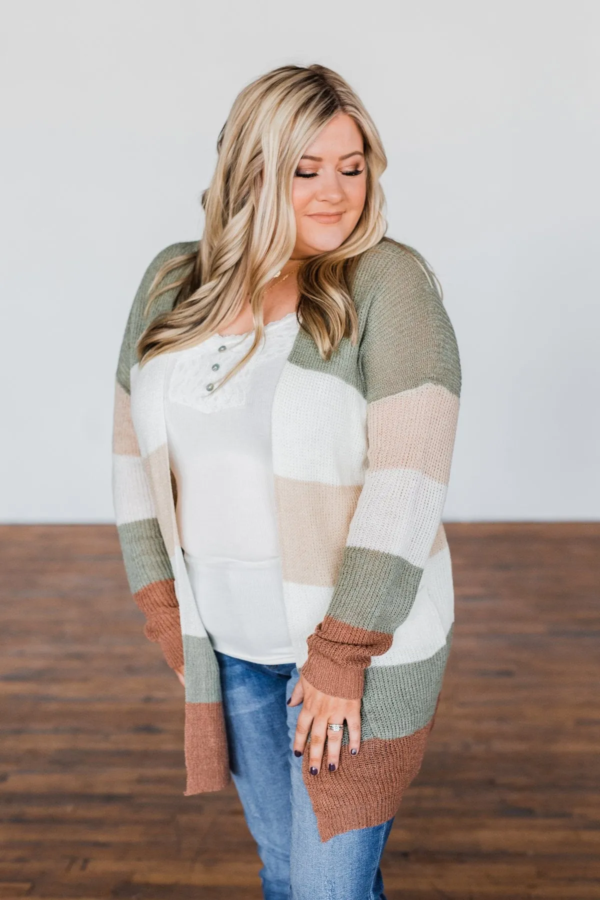 Conquer The World Color Block Cardigan- Olive, Oatmeal, Rust