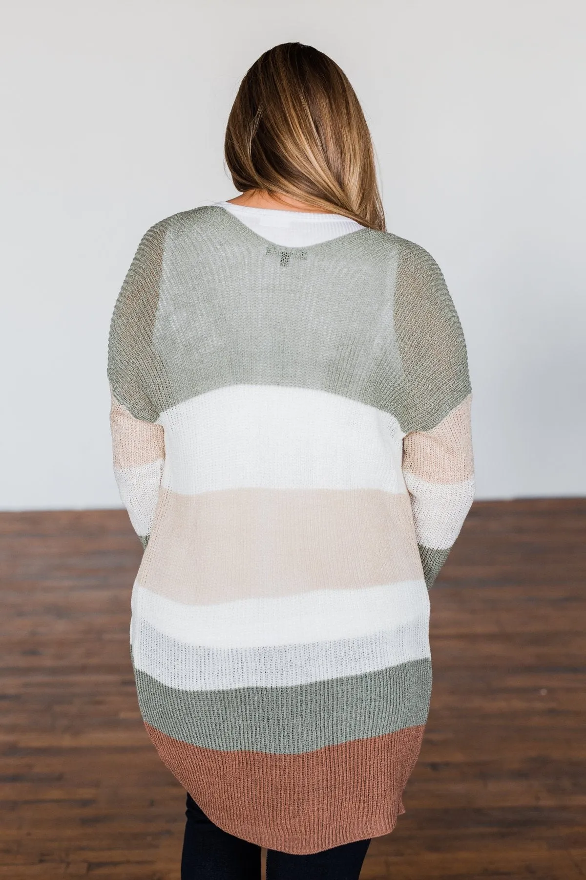 Conquer The World Color Block Cardigan- Olive, Oatmeal, Rust