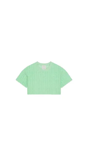 Cropped Tshirt In 4G Cotton Towelling - Aqua Green