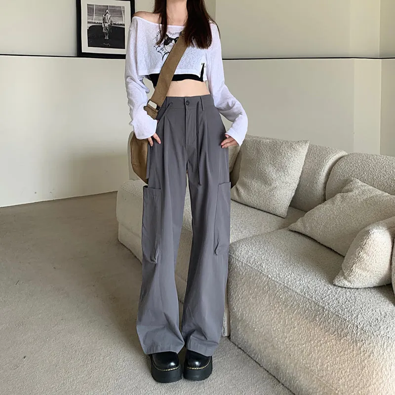 Dark Grey Straight Trousers