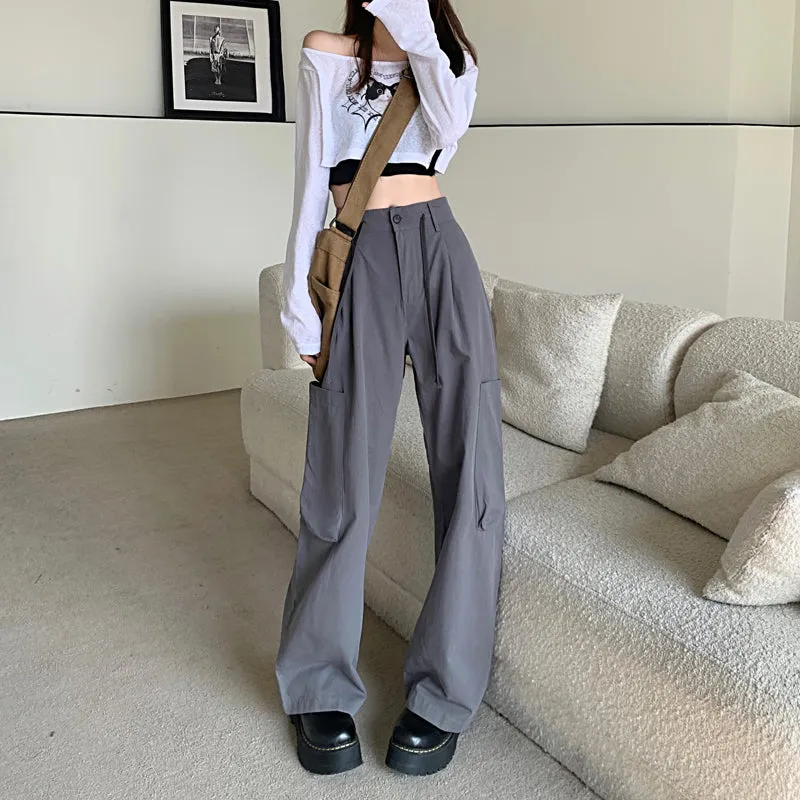 Dark Grey Straight Trousers