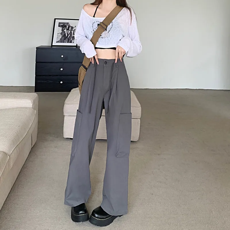 Dark Grey Straight Trousers