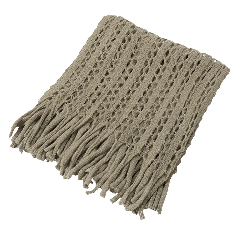 Decorative Tassel Scarf Collars Warm Wool Knit Scarf