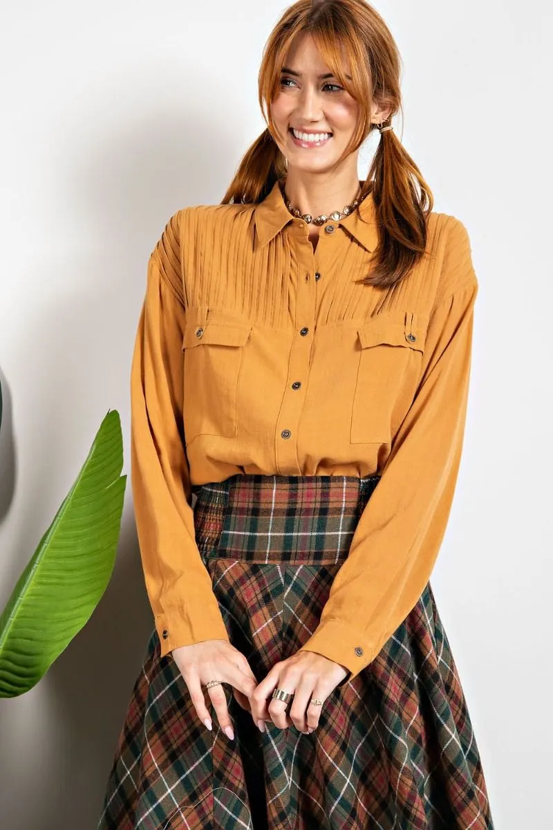 Easel Button Down Shirt in Camel