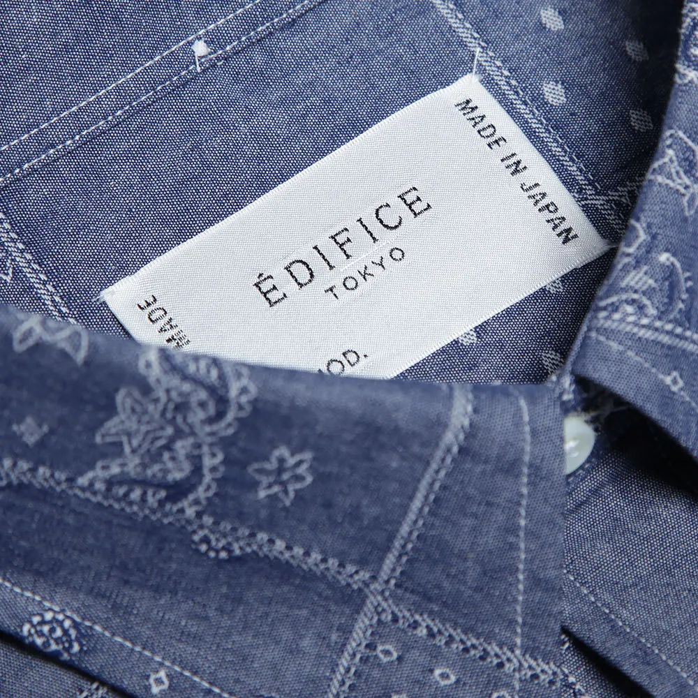 Edifice Indigo Check Button Down ShirtBlue