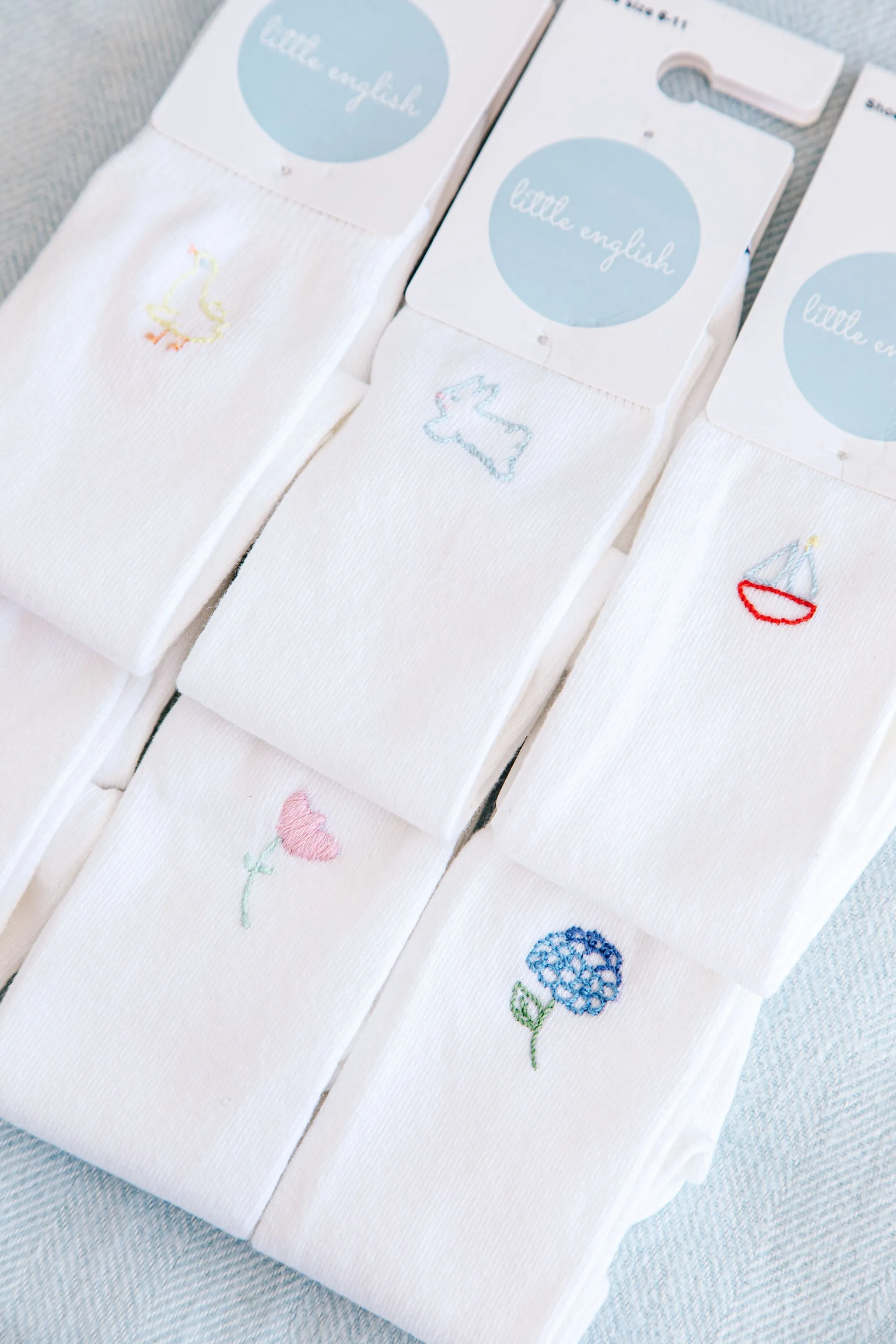 Embroidered Knee Highs - Sailboat