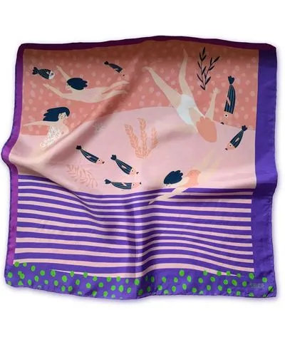 Esra Canikligil Women's Sea Daydreams Square Organic Cotton & Silk Scarf