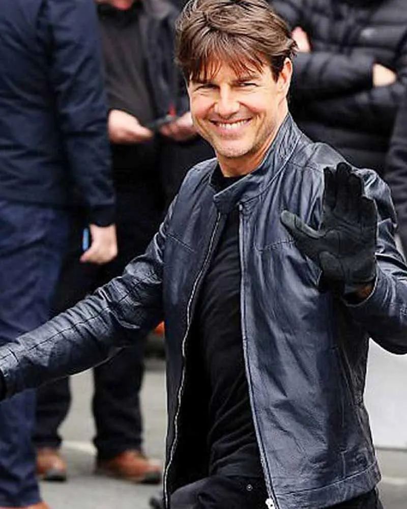 Ethan Hunt Leather Jacket | Tom Cruise Blue Jacket