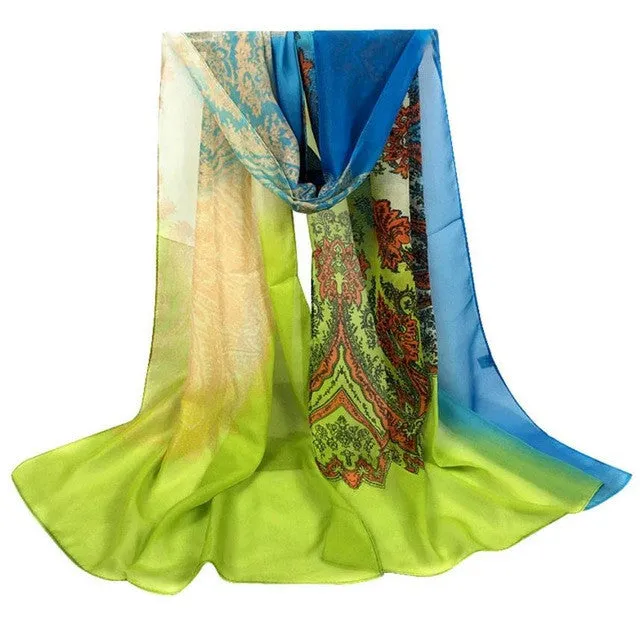 Fashion Women Shawl Print Chiffon Scarves Women Square Slim Soft Scarf Echarpe Foulard Femme 160*50cm YLYL SM6