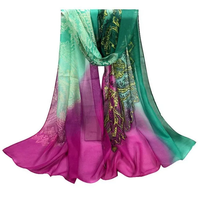 Fashion Women Shawl Print Chiffon Scarves Women Square Slim Soft Scarf Echarpe Foulard Femme 160*50cm YLYL SM6