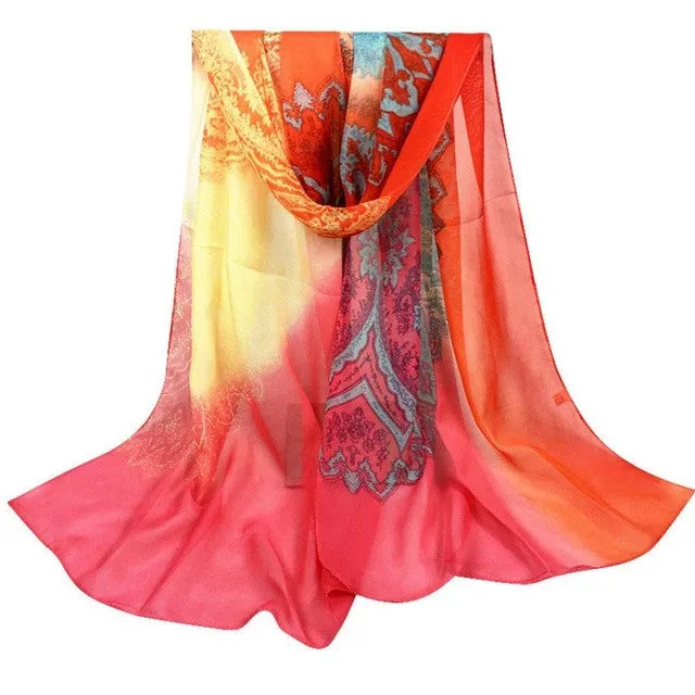 Fashion Women Shawl Print Chiffon Scarves Women Square Slim Soft Scarf Echarpe Foulard Femme 160*50cm YLYL SM6