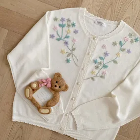 Flower Embroidered Cottagecore Cardigan