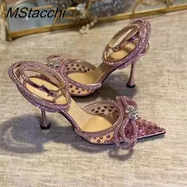 Glitter Rhinestones Satin High Heels Party Prom Designer Shoes